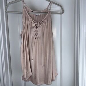 Jennifer Lopez Womens Medium Tank‎ Top Sleeveless Lace Up Pink Blouse